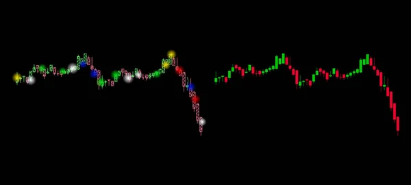 Flare Mesh Candlestick Wykres Falling Acceleration Ikona z plamami Flare — Wektor stockowy