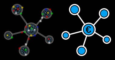 Parlak Kablo Çerçevesi Euro Ağı Simgeyi Işık Lekeleri ile Bağlantılandırdı