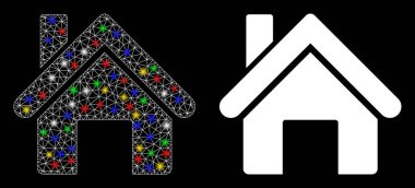 Işıltılı Izgara Kabartma Evi Simgesi Lekeli