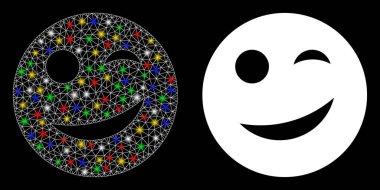 Parlak Kablo Çerçevesi Neşe Gülen Simgesi Işık Lekeli