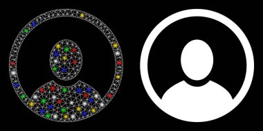 Parlak Kablo Çerçevesi Yuvarlak Kullanıcı Portresi Simgesi ve Flash Noktaları