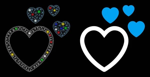 Сеть Gesy Mesh Love Hearts выпустила икону с вспышками — стоковый вектор