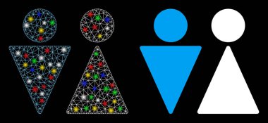 Işıldayan Ağ Wc Işık Lekeli Kişi Simgesi