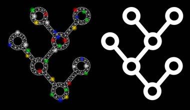 Parlak Ağaç Kabuğu İkili Ağaç Simgesi ile Flash Noktaları