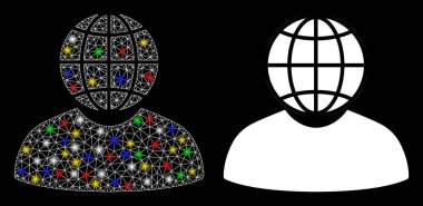 Parlak Kablo Çerçevesi Küresel Siyasetçi Simgesi Fişek Benekli