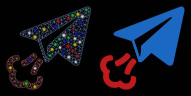 Parlak Ağ 2d Kağıt Uçak Işık Lekeleri ile Simgeyi Başlat