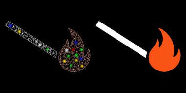 Parlak Ağ Gövdesi Flaş Noktalarıyla Kibrit Simgesi Ateşledi