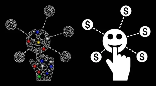 Icona di rete bancaria sorridente con punti di flare — Vettoriale Stock