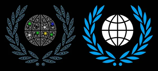 Знак "Flare Mesh Carcass Global Emblem Icon with Flare Spots" — стоковый вектор
