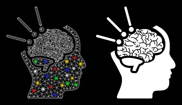 フレアスポットのあるフレアメッシュ2次元脳操作アイコン — ストックベクタ