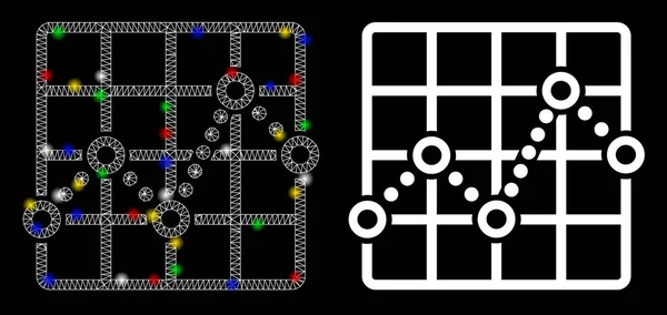 Γραμμή δικτύου Flare Mesh Plot Icon with Flare Spots — Διανυσματικό Αρχείο