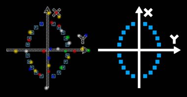 Parlak Ağlı İskelet Elips Çizim Simgesi Benekli