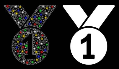 Aydınlık Benekli Parlak Kablo Çerçeve Şampiyonu Madalya Simgesi