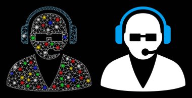 Parlak Ağ Gövdesi Destekleyici Simgesi Flash Noktalı Simge