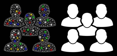 Parlak Ağ Kablo Çerçevesi Arkadaşlar Flash Benekli Kalabalık Simgesi