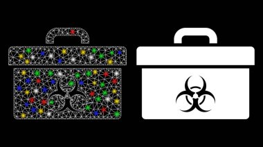 Işık Noktalı Parlak Kablo Çerçevesi Biyolojik Tehlike Araç Kutusu Simgesi