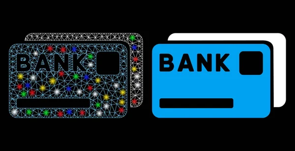 Flare Mesh 2d Τράπεζα κάρτες εικονίδιο με κηλίδες λάμψη — Διανυσματικό Αρχείο