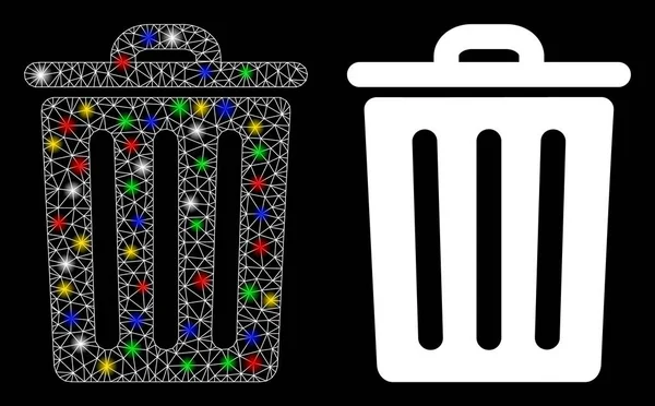 Fişek Benekli Ağlı Çöp Kutusu Simgesi — Stok Vektör