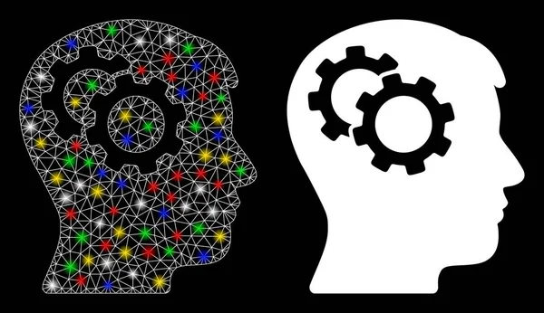 Parlak Ağ Entelektüel Parlak Noktalı Vites Simgesi