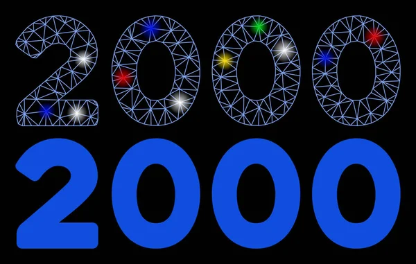 Ağ Ağı 2000 Rakamlı Işıklı Metin Simgesi