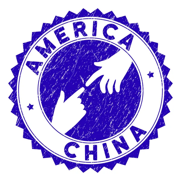 Noodsituatie Connecting America China Ronde Stempel — Stockvector