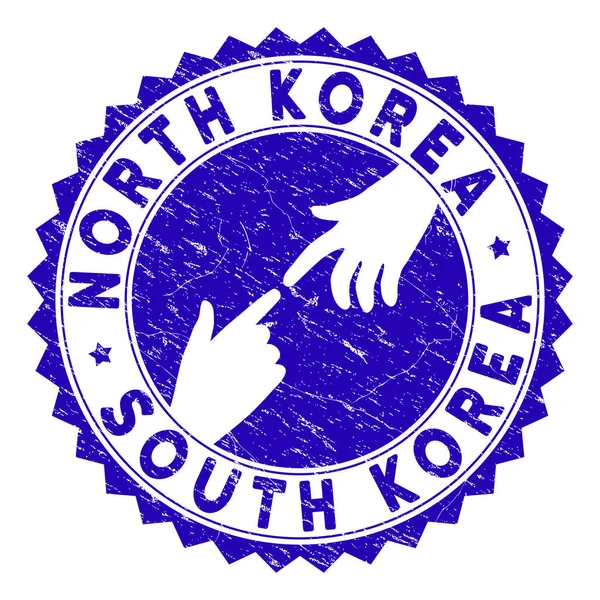 Царапина, соединяющая Южнокорейскую круглую марку КНДР — стоковый вектор