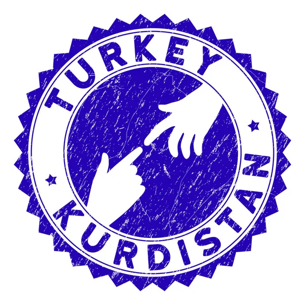 Scratched Connexion Turquie Kurdistan filigrane rond — Image vectorielle