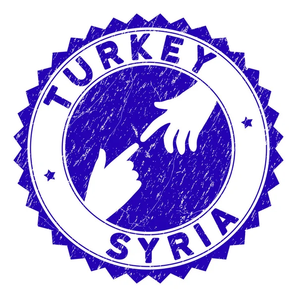 Grunge Connexion Turquie Syrie Sceau rond — Image vectorielle