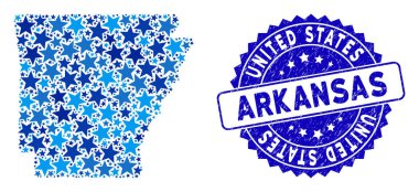 Blue Star Arkansas Devlet Harita Kolajı ve Tehlike Mührü