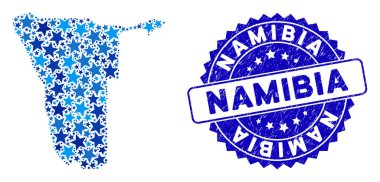 Mavi Yıldız Namibya Haritası Mozaik ve Tehlike Mührü