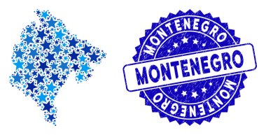 Mavi Yıldız Karadağ Haritası ve Çizilmiş Mühür