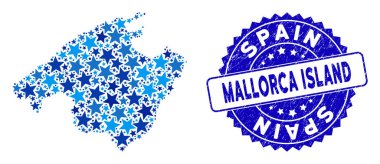 Mavi Yıldız İspanya Mallorca Adası Mozaik ve Tehlike Damgası