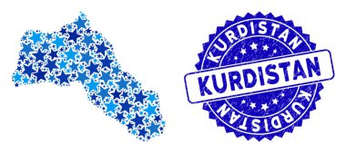 Mavi Yıldız Kürdistan Harita Kolajı ve Tehlike Mührü