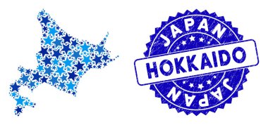 Mavi Yıldız Hokkaido Adası Harita Bileşimi ve Tehlike Mührü