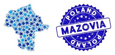 Mavi Yıldız Mazovia Eyaleti Haritası Mozaik ve Tehlike Mührü
