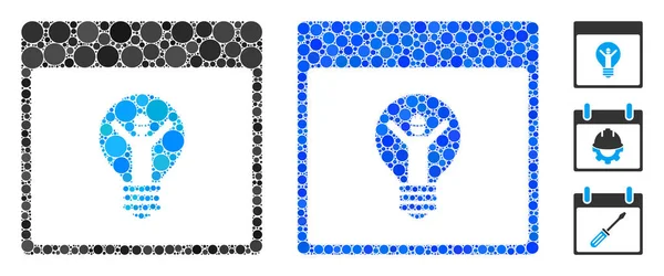 Calendario Electricista Página Composición Icono de Círculos — Vector de stock