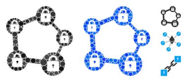 Blokchain Ağ Mozaik Yuvarlak Noktalar Simgesi