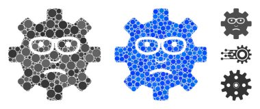 Servis Gear Üzücü Gülümseme Küresel Ögelerin Kompozisyon Simgesi