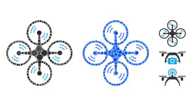 Uçan Quadcopter Bileşimi Yuvarlak Noktaların Simgesi