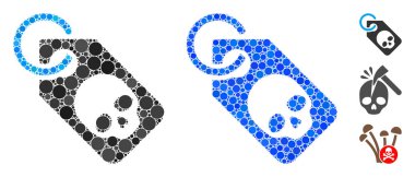 Ölüm Kurukafa Etiketi Yuvarlak Noktaların Mozaik Simgesi