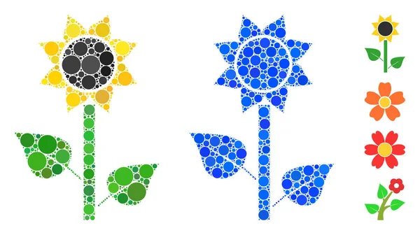 Sunflower Plant Mosaic Icon of Circles — ストックベクタ