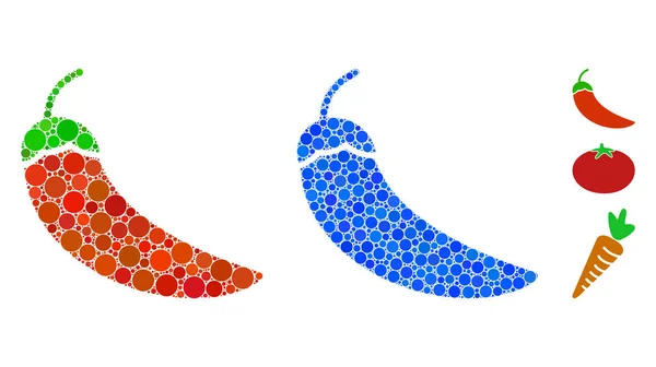 Ikon Mozaik Chili Pepper Ikon Sferik - Stok Vektor