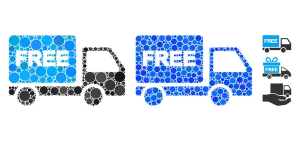 Ícone de mosaico de carro de entrega gratuita de pontos de círculo —  Vetores de Stock