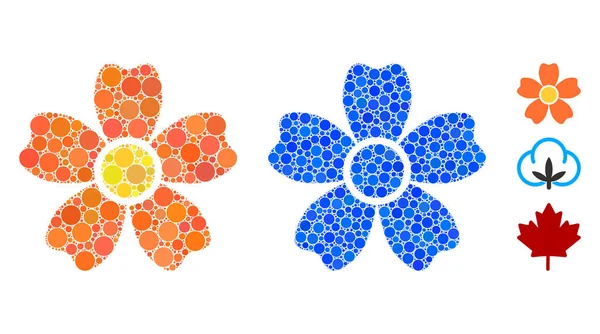 Flower Mosaic Icon of Round Dots — Stock Vector