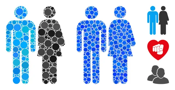 Ehepaar komponiert Ikone der Kreis-Punkte — Stockvektor