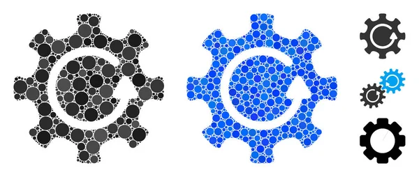 Cog Dirección de rotación Mosaico Icono de Círculos — Vector de stock