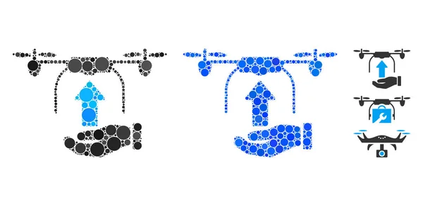 Invia drone mano icona mosaico di oggetti sferici — Vettoriale Stock