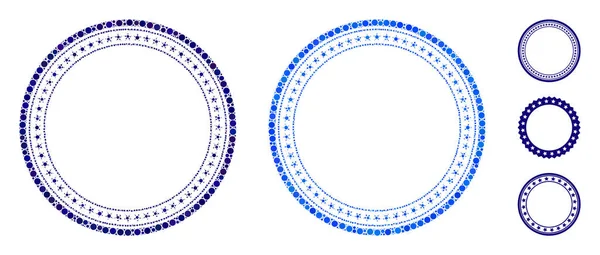 Icono de mosaico de marco de estrella circular doble de elementos esféricos — Vector de stock