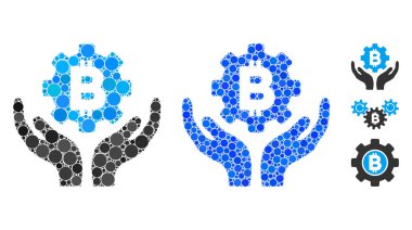 Bitcoin Gear Care Hands Küresel Ögelerin Kompozisyon Simgesi