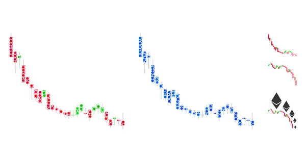 Candlestick Chart Falling Slowdown Composition Icon of Spheric Items — 스톡 벡터